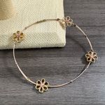 Dainty Pink Crystal Flower Bracelet Bangle Photo 2
