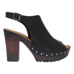 Korks Arden Platform Block Heel Slingback Peep Toe Studded Faux Leather Sandals Black Size 10 Photo 0