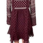 Shoshanna  Braemar Tie-Neck Long-Sleeve Printed Chiffon Silk Boho Dress‎ Size 4 Photo 0