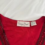 Laurence Kazar Vintage  Red 100% Silk Beaded Long Sleeve Blouse Party 80’s Glam Photo 2