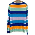 Lands' End  Cardigan Women’s Size L TALL Purple‎ Orange Striped Button Up Cotton Photo 4