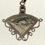 Vintage Handcrafted 925 Sterling Silver Moss Agate Stone & Peridot Pendant 10g. Green Photo 8