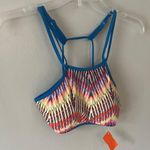 Colorful Women's Bathingsuit top or Sports Bra. Large Blue Photo 1