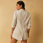 Striped Grey and White Button Photo 1