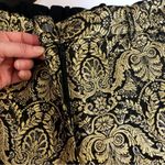 Slate + Willow Orion Jacquard Cigarette Pants Cropped Metallic Gold Black Ruffle Photo 8