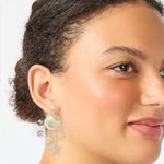 J.Crew  Statement Dangling Shell Earrings Gold With Rhinestones NEW Photo 0