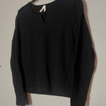 Pact  Long Sleeve Top Black Size Medium Split Notched Collar Basic Photo 0