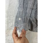 Artisan NY  Button Up Large Blue White Striped Linen Long Sleeve Coastal Photo 1