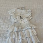 Olivaceous Crena Asymmetrical Smocked Ruffle
Mini Dress | White Photo 3