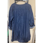 Cato  Chambray Dress Sz 22/24W Dark wash blue Denim Shift Lace up neckline Photo 5