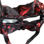 Vintage Mira Red & Black Quilted Puffy‎ Asian Print Shoulder Bag w/ Head Scarf Photo 6