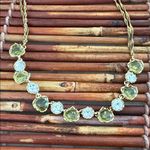 Monet Vintage  Gold Necklace with Green and White Stones 16”-18” Photo 3
