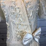 Leslie Fay Vintage lace 70's wrap dress big bow pleated sheer sleeves size 10 Photo 5