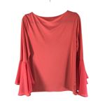 Joan Vass Blouse Top Long Bell Sleeve Flowy Orange M Photo 1
