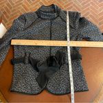 Sandro  Black Grey Cheetah Print Belted Jacket Size Medium Mature Career Office Photo 3