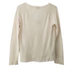 Minnie Rose Cashmere Frayed Edge V Neck Sweater Size Small Cream Photo 6
