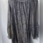 Tempo Paris , gray boho tunic with embroidered lace sequins, made in Italy, med Photo 12