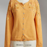 Sundance  Vintage Beauty Button Front Cardigan Sweater Orange Beaded Embroidered Photo 0