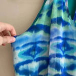 Lila Rose Lily Rose Tie-Dye Maxi Dress, Blue and Green High-Neck Dress, Size XS Photo 6