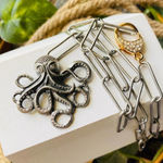 Handmade Octopus Paper Link Pewter Link Chain Necklace Photo 0