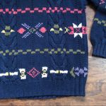 vintage • handknit sweater pullover chunky oversized navy blue 1990s cable knit Size L Photo 7