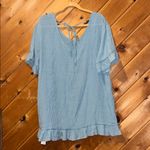 Cupshe Semi-Sheer Blue Ruffle Trim Cover-Up NWT Photo 9
