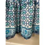 Lucky Brand Maxi Dress Long Smocked Tiered White Turquoise Ruffle Boho Medium Photo 2