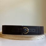 Jessica Howard Brown Vegan Leather Wide Elastic Wrap Belt Gold Buckle Size 16 Photo 2