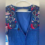 NWT Vintage 80s/90s bright blue beaded sequined cocktail dress, cut out back; M Size M Photo 4