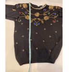 Vintage Black Bedazzled Sweater Sequins Beads Jewels EUC Sz M Knit Pullover Size M Photo 11