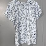 Premise Light Blue With Black Floral Print Short Sleeve Pullover Top L Photo 5