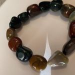 Women’s Chunky Costume Jewelry Beaded Polished Stone Stretchy Bracelet Photo 4