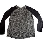 Calvin Klein Jeans KNIT SWEATER Womens MED Black White Colorblock Baseball Style Photo 5