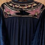 Free People Hearts Aflame Navy Blue Velvet Embrodiered Embellished Top Size XS Photo 9