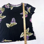 Croft & Barrow Women Floral Short Sleeve Boat Neck T-Shirt Black Red Sz Large Photo 4