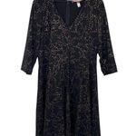 Anthropologie Hutch  Fit & Flare Mini Dress Black Gold Polka Dot Print Womens 14 Photo 0