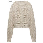 ZARA Crochet Ivory Cardigan Bow Cropped Size Small Long Balloon Sleeve Knit Photo 1