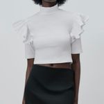 ZARA Ruffled Ribbed T-shirt Photo 0