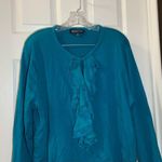 Jones New York  Blue/Teal Ruffle Accent Long Sleeve Top size 3X Photo 6