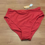 Kona Sol  Women’s Swim Bikini Bottom High Waist 1pc Size Large Red Photo 0