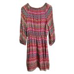 Diane Von Furstenberg  Women's Parry peasant silk Geometric Floral Print Dress L Photo 3