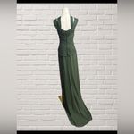 Burberry Green Silk Ruched Evening Gown Cutout Neckline Grecian Made in Italy Photo 3