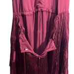 TikTok Shop Women’s Tassel Tie Back Deep V Neck BodyCon Romper Burgundy Size XL Red Photo 3