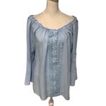 Melissa Paige Sky Blue Ruffled Peasant Top BRAND NEW BEAUTIFUL DETAIL. SIZE PL Photo 3