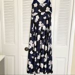 Banana Republic Navy Blue Floral Maxi Dress Women’s Size 2 Satin Photo 13