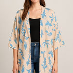 Lulus Flamingo Bird Tree 46” Long Cardigan Kimono Photo 0