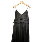 Madewell Black Dress Metallic Shimmer Ruffle Cami Sleeveless Ruffles 14 EUC Photo 5