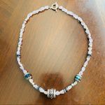 Blue & Lavender Crystal Sterling Drum Necklace Purple Photo 4