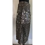 Tia Cibani Vintage Vogue Artistic Pencil Skirt Metallic Geometrical Design Sz 8 Black Photo 3