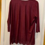 ISABEL HAYLEY BRAND MAROON TOP 3/4” SLEEVE LACE UP TIE IN FRONT LACE LIKE CUTOUT Red Size L Photo 6